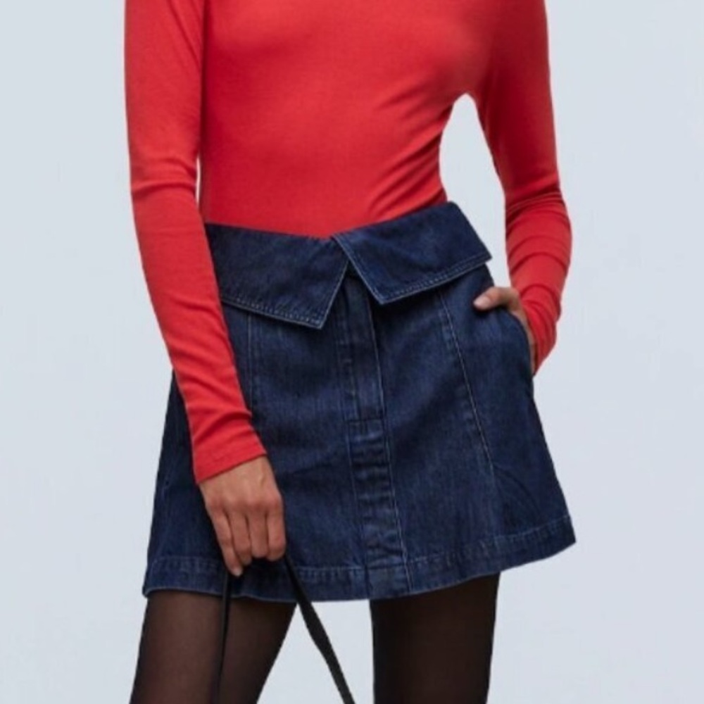 NWT Madewell Denim Foldover Waist Mini Skirt in Carmelo Wash sz 26